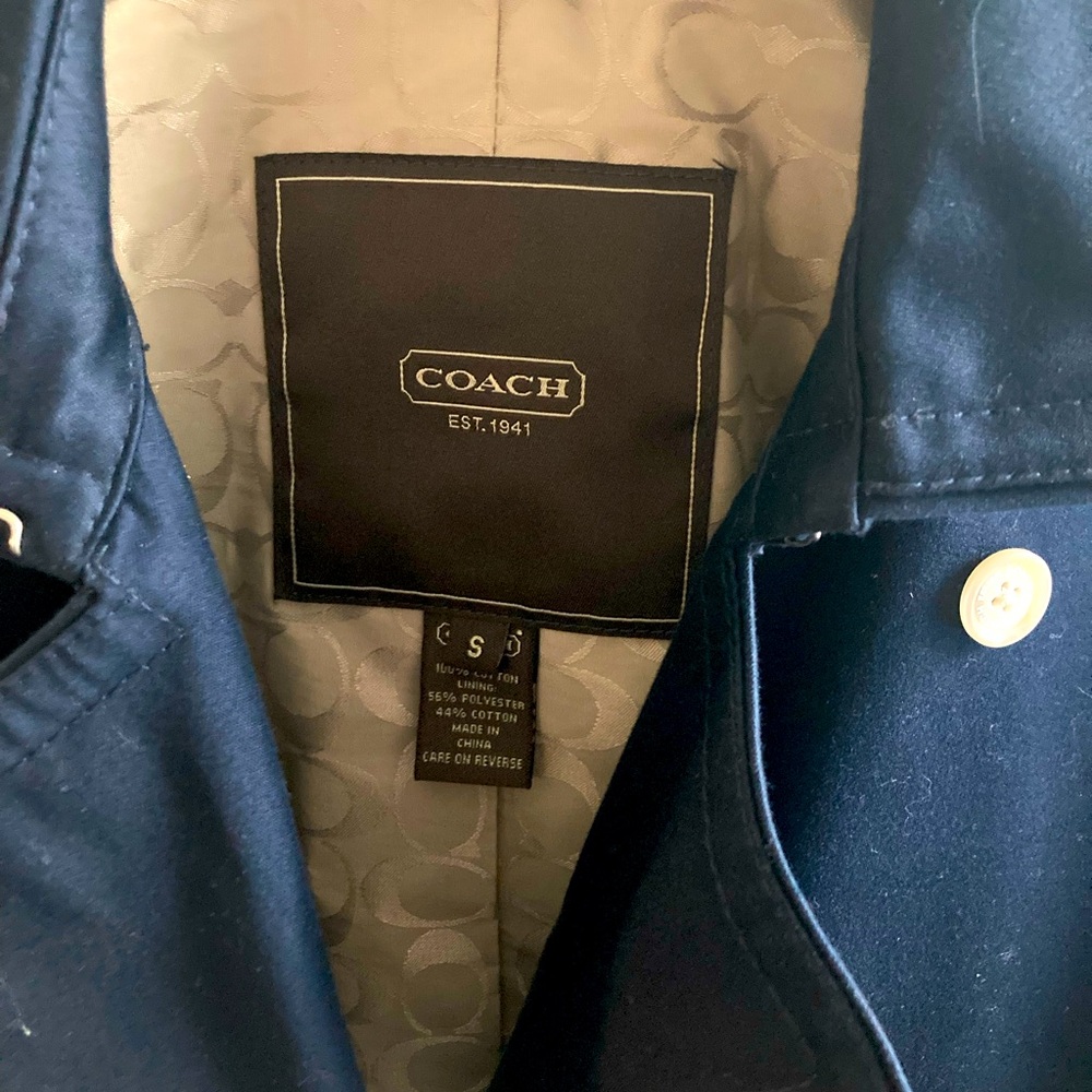 COACH Navy Double-Breasted Women's Trench Coat - Picture 5 of 6